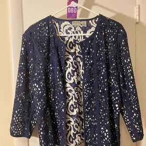 Chico's Navy Blue Lace Blazer